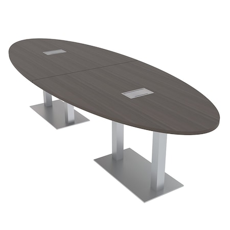 Skutchi Designs 45 in W, 144 in L, 29 in H, Engineered Wood Top, Brown HAR-OVL-46X143-DOU-ELEC-XD1025